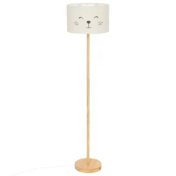 Lampadaire enfant chat en bois de pin