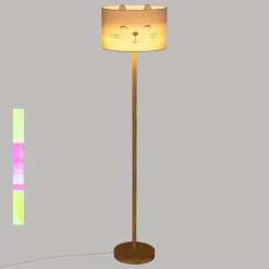 Lampadaire enfant chat en bois de pin