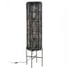 Lampadaire rotin couleur noire pieds acier SIXTINE