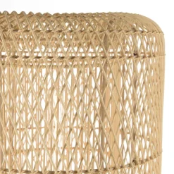 Lampadaire rotin naturel pieds acier noir SIXTINE