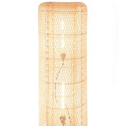 Lampadaire rotin naturel pieds acier noir SIXTINE