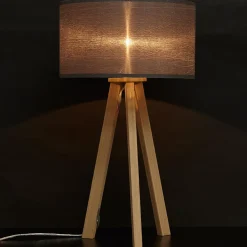 Lampe à poser trepied 'SPRING MINI' avec abat-jour gris style scandinave