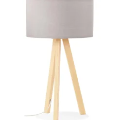Lampe à poser trepied 'SPRING MINI' avec abat-jour gris style scandinave