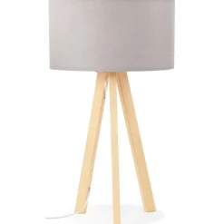 Lampe à poser trepied 'SPRING MINI' avec abat-jour gris style scandinave