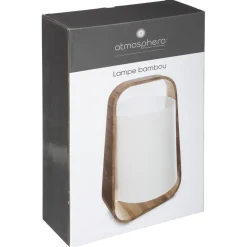 Lampe bambou et abat-jour plastique blanc