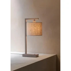 Lampe de table Boston sable abat-jour lin clair