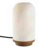 Lampe de table en pierre naturelle d'onyx et teck SIXTINE