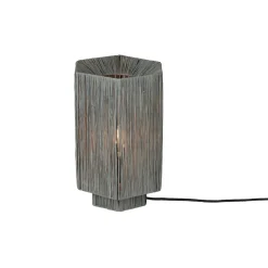 Lampe de table raphia Panama ronde octogonale gris