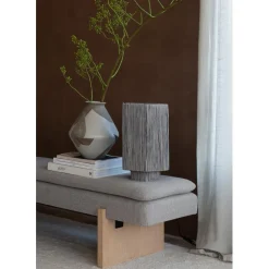 Lampe de table raphia Panama ronde octogonale gris