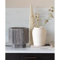 Lampe de table raphia Panama ronde octogonale gris