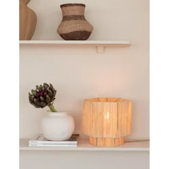 Lampe de table raphia Panama ronde octogonale naturel