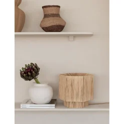 Lampe de table raphia Panama ronde octogonale naturel