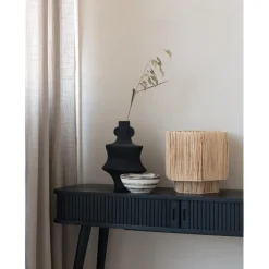 Lampe de table raphia Panama ronde octogonale naturel