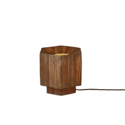Lampe de table raphia Panama ronde-octogonale marron