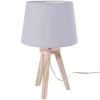 Lampe grise 3 pieds en bois 18,5x31