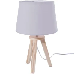Lampe grise 3 pieds en bois 18,5x31