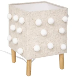 Lampe pompons beige lin