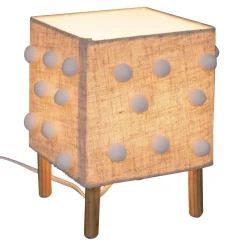 Lampe pompons beige lin