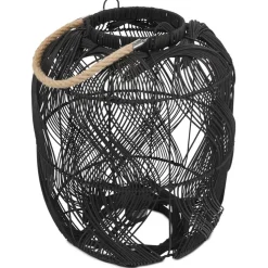 Lampe style lanterne 'DOMINGO' en rotin noir