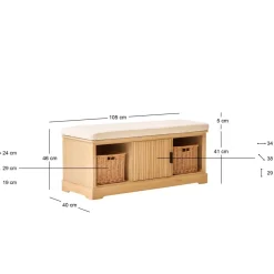 Le Banc CHIBA 1 porte et 2 rangements au style scandinave