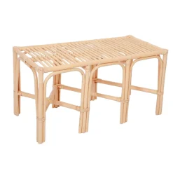 Le banc SULAWESI design scandinave épuré assise en rotin naturel et tissu etanche
