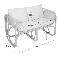 Le Canapé MOROTAI design scandinave épuré assise en rotin naturel et tissu etanche