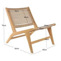 Le fauteuil intérieur extérieur en acacia massif et corde ARICA, de style scandinave
