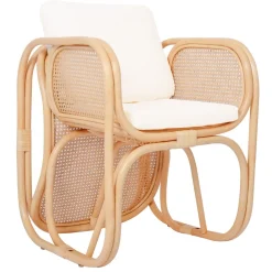 Le Fauteuil MOROTAI design scandinave épuré assise en rotin naturel et tissu etanche