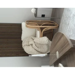 Le Fauteuil MOROTAI design scandinave épuré assise en rotin naturel et tissu etanche