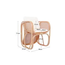 Le Fauteuil MOROTAI design scandinave épuré assise en rotin naturel et tissu etanche