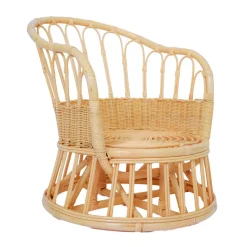 Le Fauteuil PALOPO design scandinave épuré assise en rotin naturel et tissu etanche