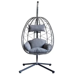 Le fauteuil suspendu VENICE style scandinave en rotin et en métal