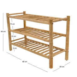Le meuble d'entrée BANDUNG 3 étagères design scandinave et sa structure en bois