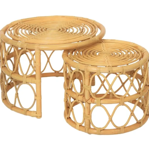 Le set de tables basses SALAWATI design épuré et sa structure en rotin