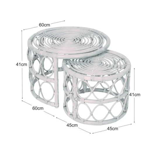 Le set de tables basses SALAWATI design épuré et sa structure en rotin