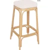 Le tabouret de bar OBIRA design scandinave élégant assise en rotin avec cousin amovible