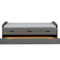 Lit à Tiroirs 90x200cm Gris LENA