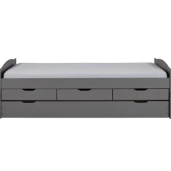 Lit à Tiroirs 90x200cm Gris LENA
