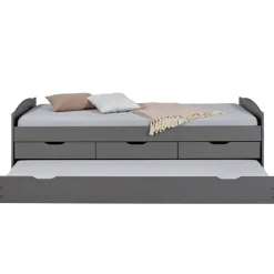 Lit à Tiroirs 90x200cm Gris LENA