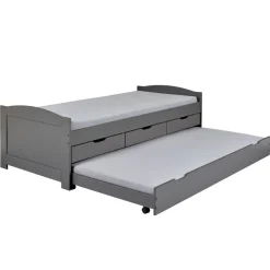 Lit à Tiroirs 90x200cm Gris LENA