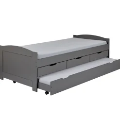 Lit à Tiroirs 90x200cm Gris LENA