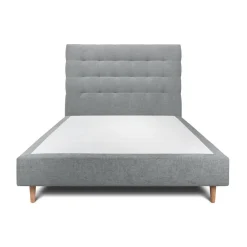 Lit avec tête de lit capitonnee tissu et sommier gris anthracite
