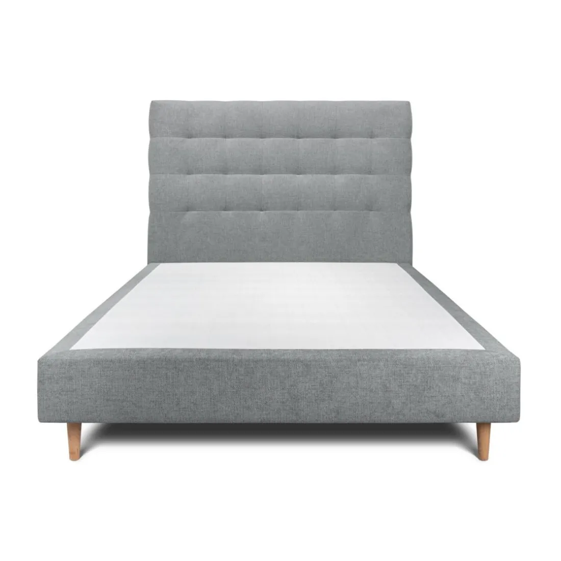 Lit avec tête de lit capitonnee tissu et sommier gris anthracite