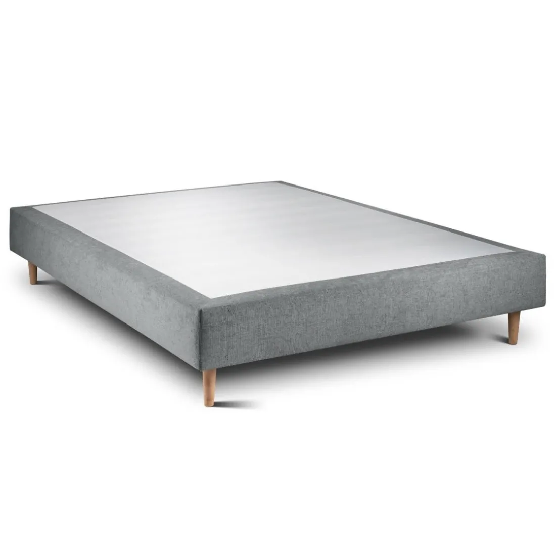 Lit avec tête de lit capitonnee tissu et sommier gris anthracite