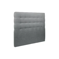 Lit avec tête de lit capitonnee tissu et sommier gris anthracite