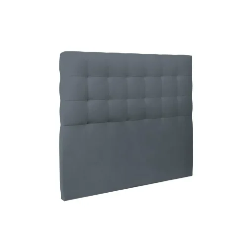 Lit avec tête de lit capitonnee velours et sommier tapissier gris anthracite