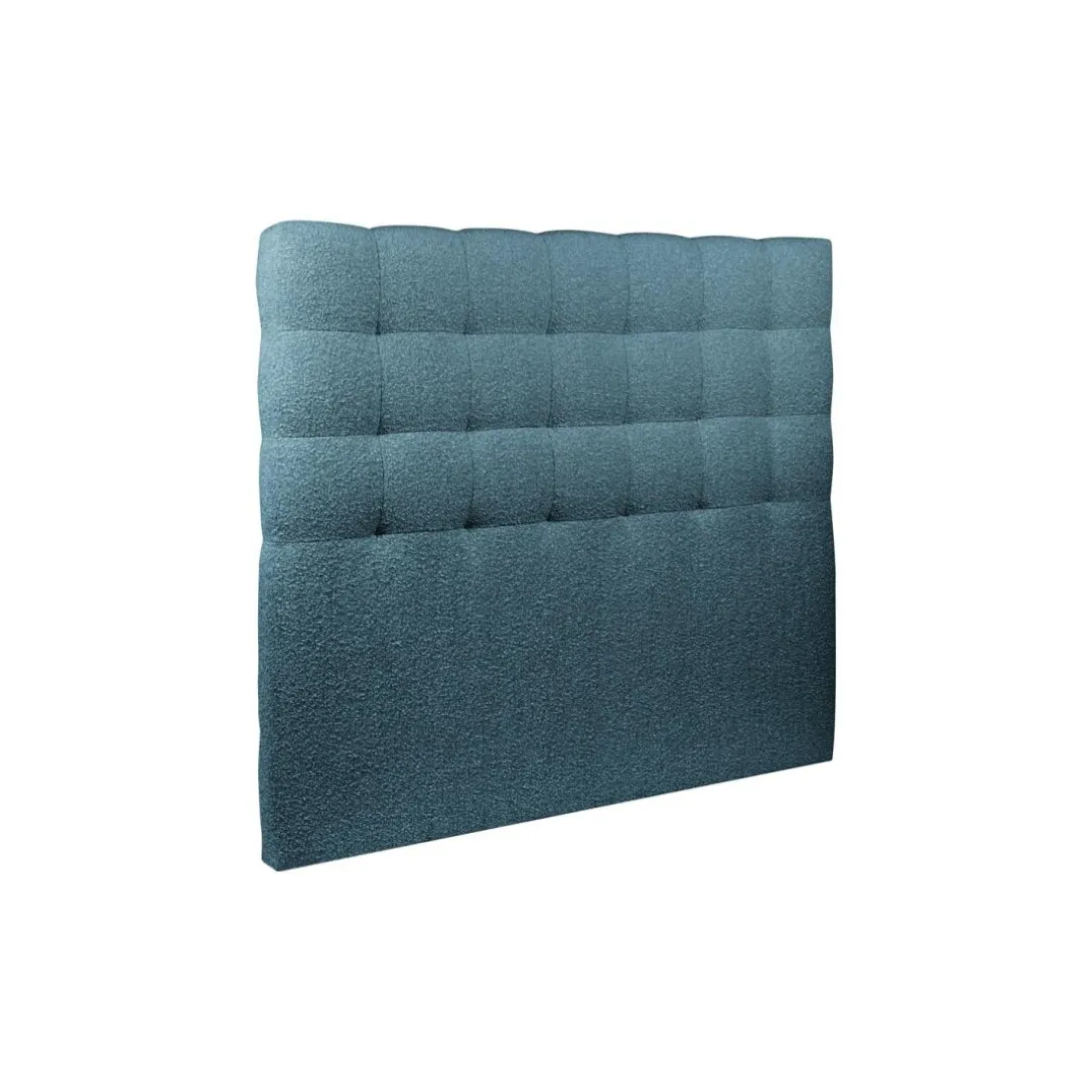 Lit avec tête de lit capitonnee bouclette et sommier tapissier Bleu