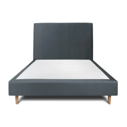 Lit avec tête de lit tapissier velours et sommier gris anthracite