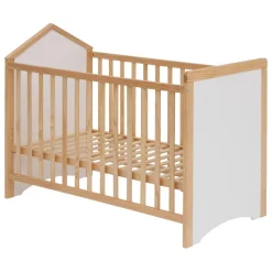 Lit bébé avec sommier intégré Blanc en Pin