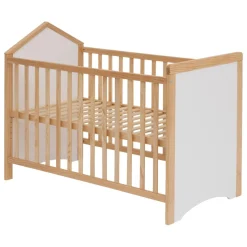 Lit bébé avec sommier intégré Blanc en Pin